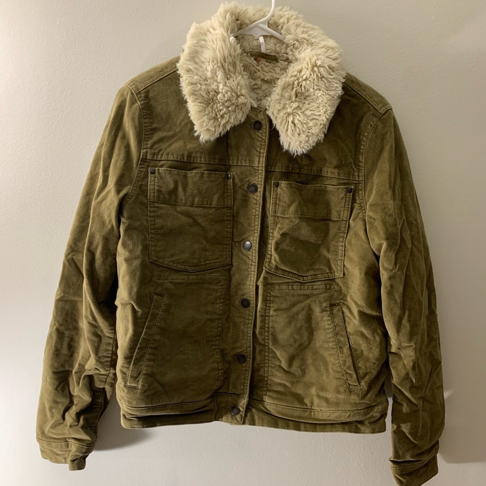 Free people corduroy shearling jacket size Small